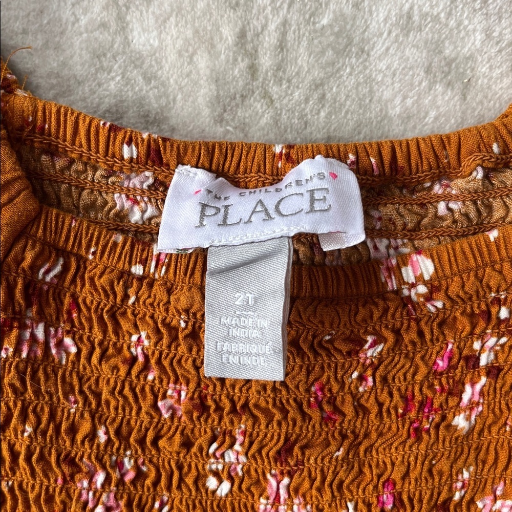 The Children's Place Orange Floral Smocked Long-Sleeve Dress - Picture 2 of 2